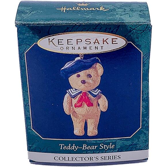 1999 Hallmark Keepsake Teddy-Bear Style #3 Miniature Christmas Ornament in Box - Picture 2 of 5